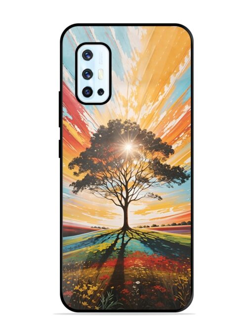 Abstract Tree Colorful Art Glossy Metal Phone Cover for Vivo V17 Zapvi