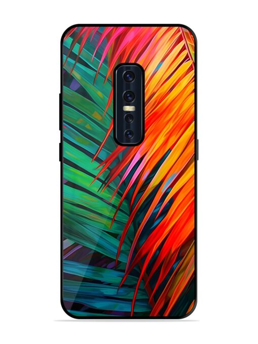 Painted Tropical Leaves Glossy Metal Phone Cover for Vivo V17 Pro Zapvi