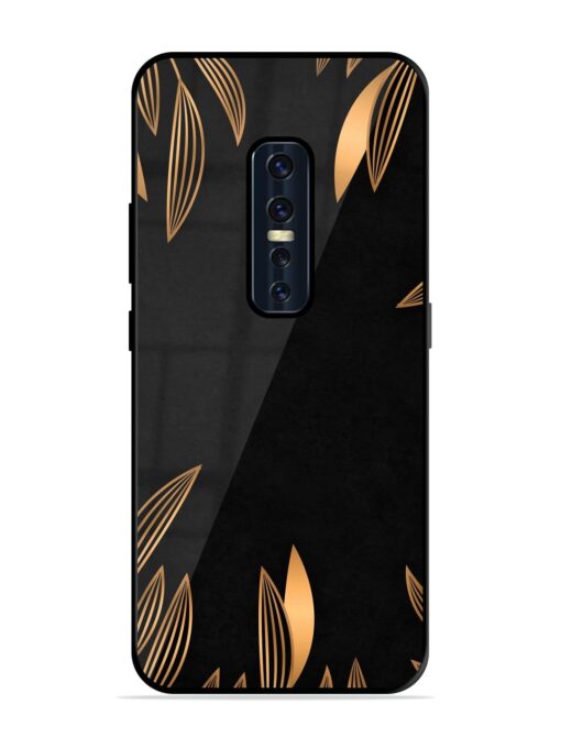 Golden Leaf Pattern Glossy Metal Phone Cover for Vivo V17 Pro Zapvi