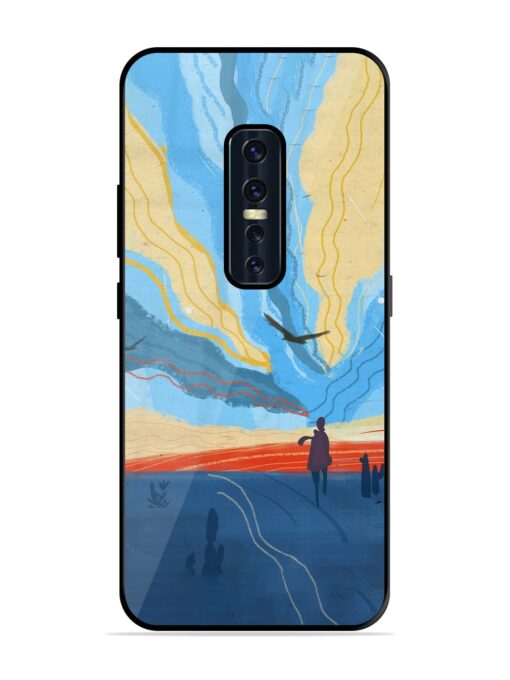 Minimal Abstract Landscape Glossy Metal Phone Cover for Vivo V17 Pro Zapvi