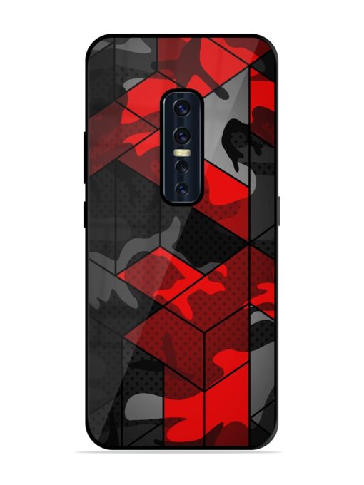 Royal Red Camouflage Pattern Glossy Metal Phone Cover for Vivo V17 Pro Zapvi