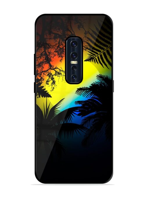 Colorful Sunset With Palm Trees Glossy Metal Phone Cover for Vivo V17 Pro Zapvi