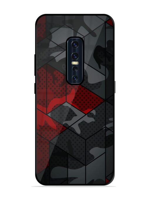 Red And Grey Pattern Glossy Metal Phone Cover for Vivo V17 Pro Zapvi