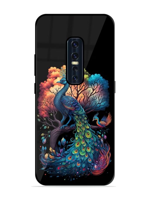 Peacock Tree Art Glossy Metal Phone Cover for Vivo V17 Pro Zapvi