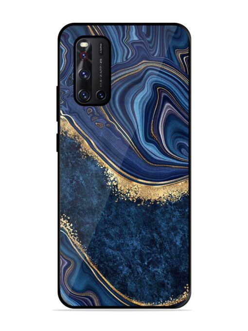 Abstract Background Blue Glossy Metal TPU Phone Cover for Vivo V19 Zapvi