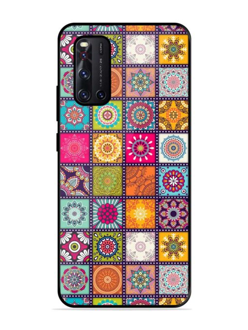 Seamless Pattern Vintage Glossy Metal Phone Cover for Vivo V19