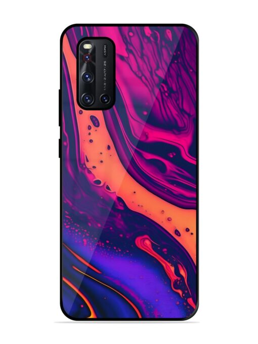 Fluid Blue Pink Art Glossy Metal Phone Cover for Vivo V19