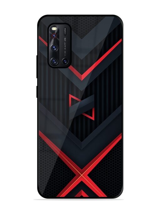 Red Gray Abstract Glossy Metal Phone Cover for Vivo V19