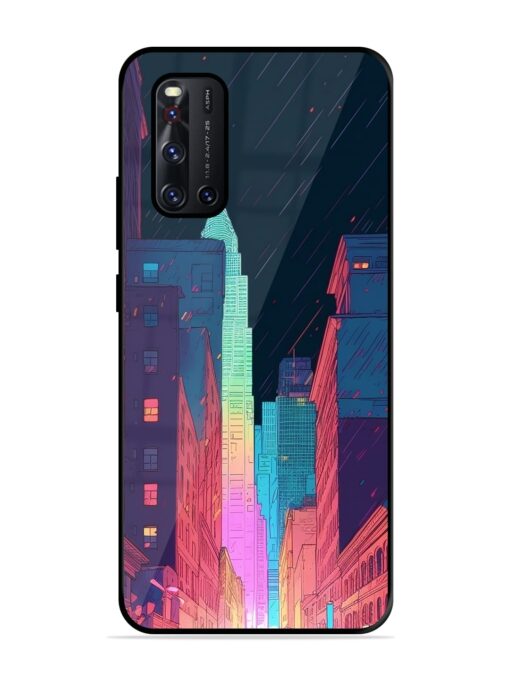 Minimal City Art Glossy Metal Phone Cover for Vivo V19