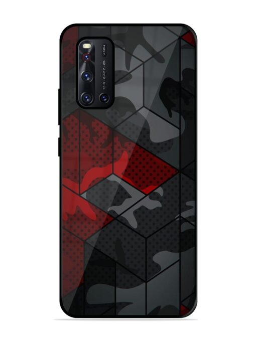 Red And Grey Pattern Glossy Metal Phone Cover for Vivo V19 Zapvi