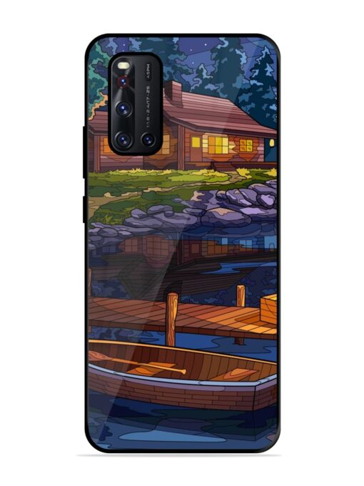 Village Night Scene Glossy Metal Phone Cover for Vivo V19