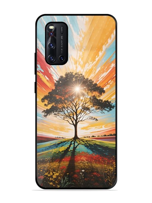 Abstract Tree Colorful Art Glossy Metal Phone Cover for Vivo V19 Zapvi