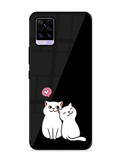 Cat Love Glossy Metal Phone Cover for Vivo V20 Zapvi