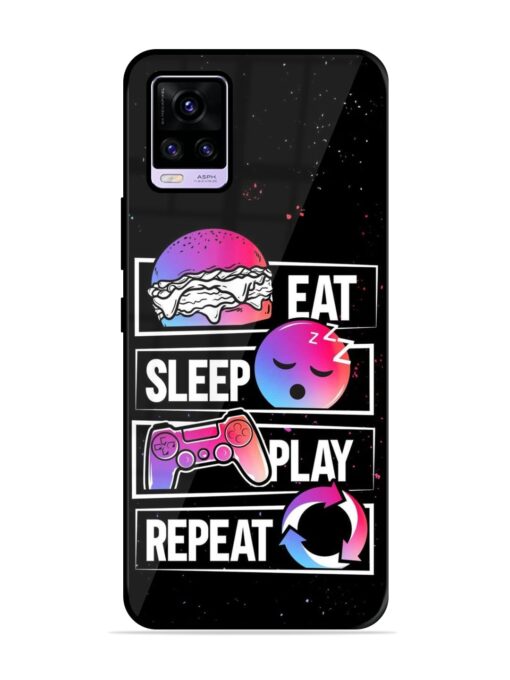 Eat Sleep Play Repeat Glossy Metal Phone Cover for Vivo V20 Zapvi