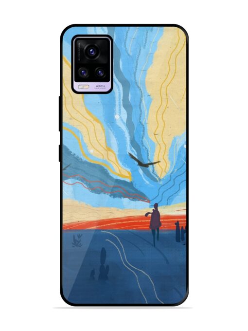 Minimal Abstract Landscape Glossy Metal Phone Cover for Vivo V20 Zapvi