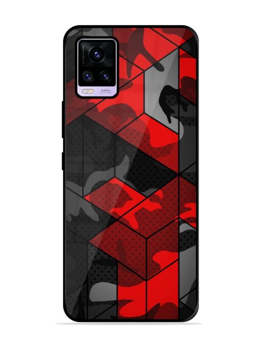 Royal Red Camouflage Pattern Glossy Metal Phone Cover for Vivo V20 Zapvi