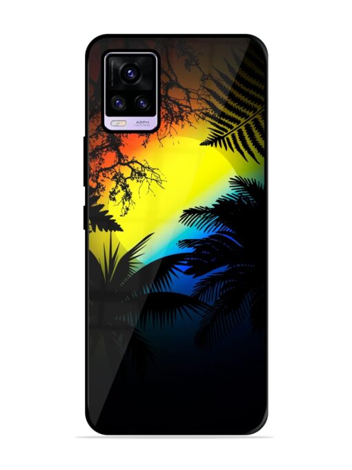 Colorful Sunset With Palm Trees Glossy Metal Phone Cover for Vivo V20 Zapvi