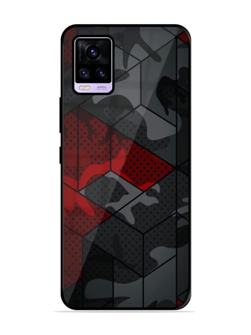 Red And Grey Pattern Glossy Metal Phone Cover for Vivo V20 Zapvi