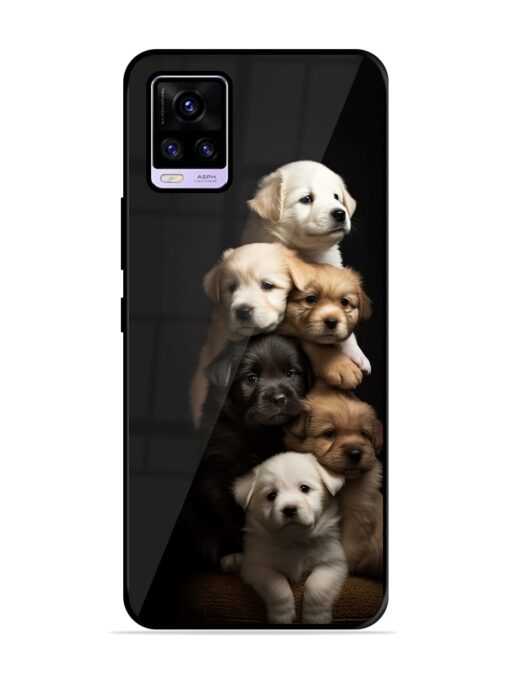 Cute Baby Dogs Glossy Metal Phone Cover for Vivo V20 Zapvi