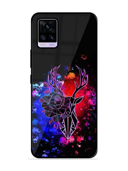 Floral Deer Art Glossy Metal Phone Cover for Vivo V20 Zapvi