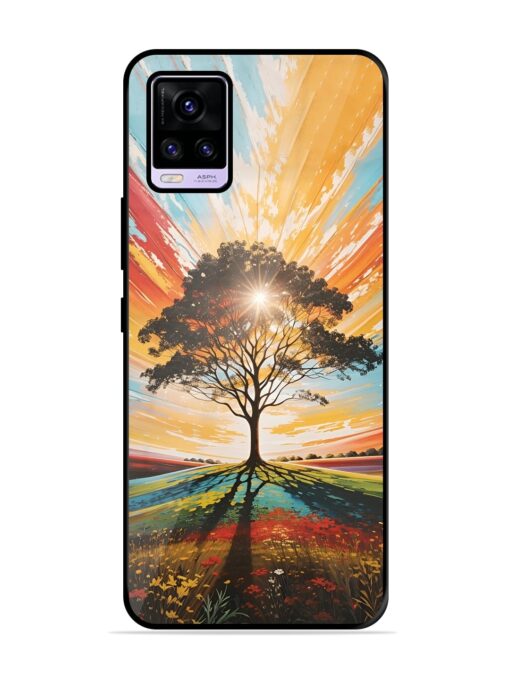 Abstract Tree Colorful Art Glossy Metal Phone Cover for Vivo V20 Zapvi