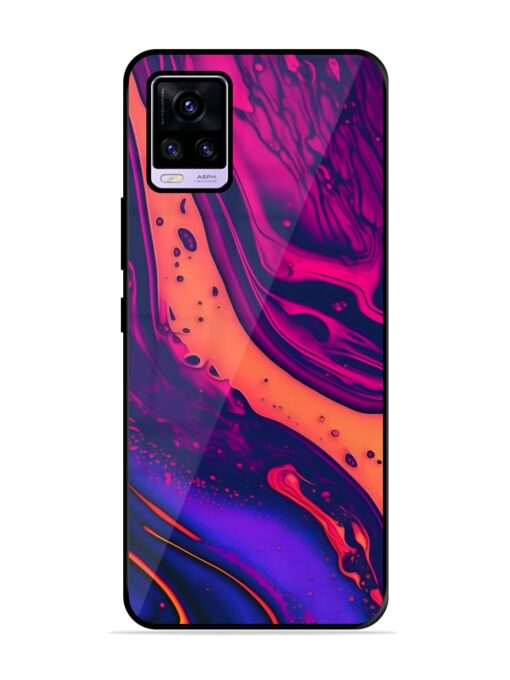 Fluid Blue Pink Art Glossy Metal Phone Cover for Vivo V20 Pro Zapvi