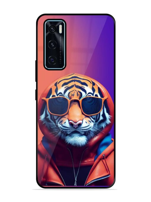 Tiger Animation Glossy Metal Phone Cover for Vivo V20 Se Zapvi