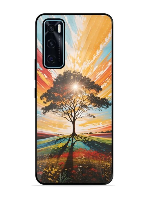 Abstract Tree Colorful Art Glossy Metal Phone Cover for Vivo V20 Se Zapvi