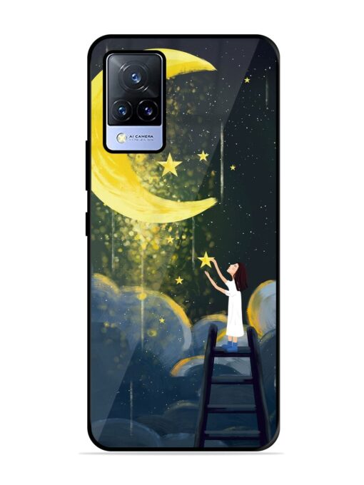 Moonlight Healing Night Illustration Glossy Metal TPU Phone Cover for Vivo V21 (5G) Zapvi