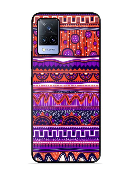 Ethnic Seamless Pattern Glossy Metal TPU Phone Cover for Vivo V21 (5G) Zapvi