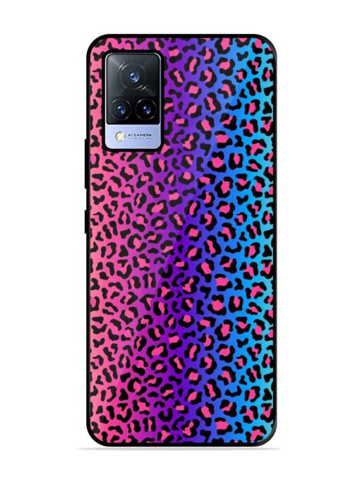 Colorful Leopard Seamless Glossy Metal Phone Cover for Vivo V21 (5G)