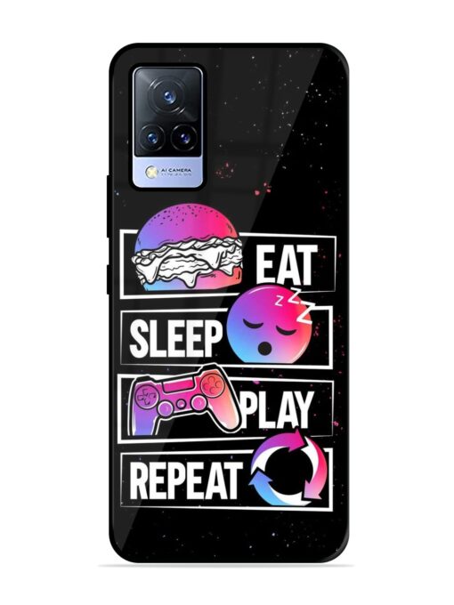 Eat Sleep Play Repeat Glossy Metal Phone Cover for Vivo V21 (5G)