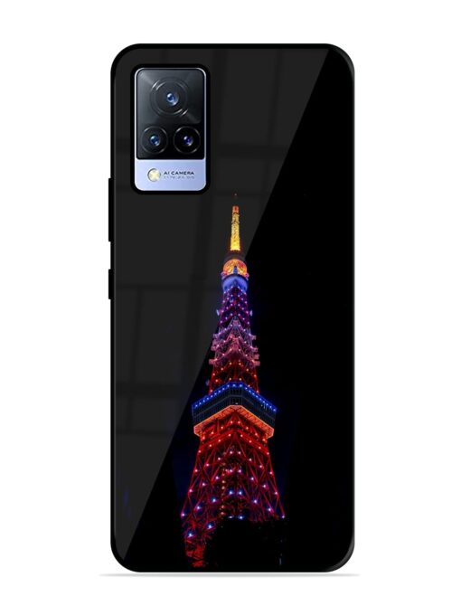 Eiffel Tower Night View Glossy Metal Phone Cover for Vivo V21 (5G)