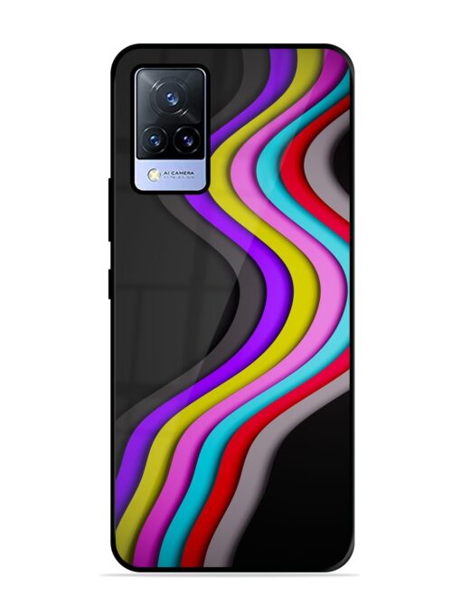 Liquid Blue Abstract Glossy Metal Phone Cover for Vivo V21 (5G) Zapvi