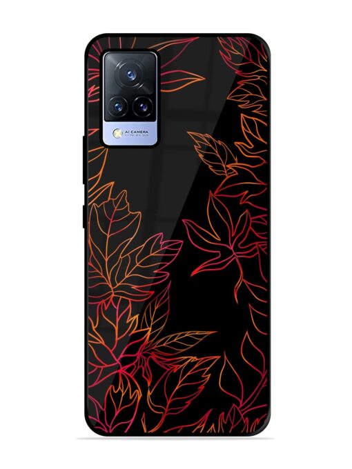 Red Floral Pattern Glossy Metal Phone Cover for Vivo V21 (5G) Zapvi