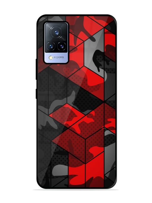 Royal Red Camouflage Pattern Glossy Metal Phone Cover for Vivo V21 (5G) Zapvi