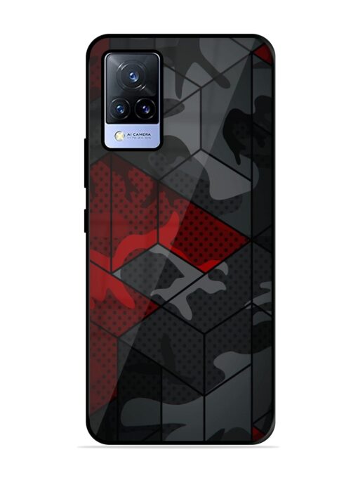 Red And Grey Pattern Glossy Metal Phone Cover for Vivo V21 (5G) Zapvi