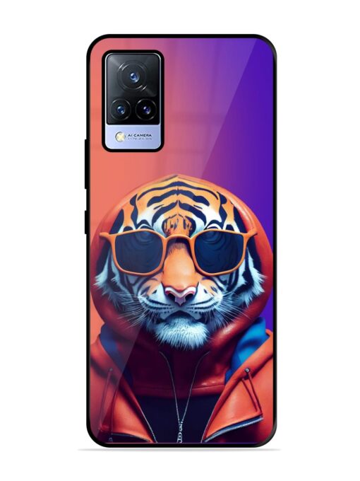 Tiger Animation Glossy Metal Phone Cover for Vivo V21 (5G) Zapvi