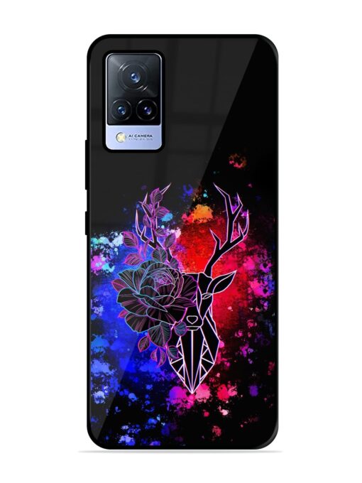 Floral Deer Art Glossy Metal Phone Cover for Vivo V21 (5G) Zapvi