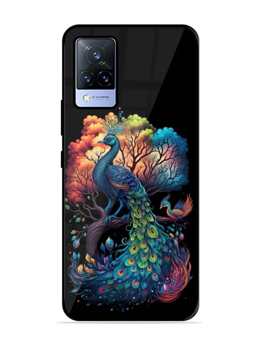 Peacock Tree Art Glossy Metal Phone Cover for Vivo V21 (5G)