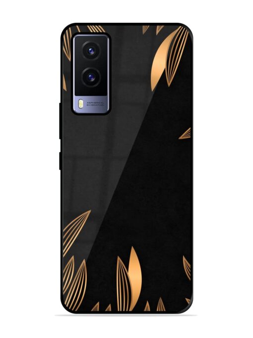 Golden Leaf Pattern Glossy Metal Phone Cover for Vivo V21E (5G) Zapvi