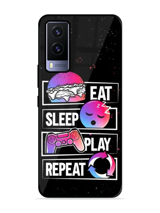 Eat Sleep Play Repeat Glossy Metal Phone Cover for Vivo V21E (5G) Zapvi