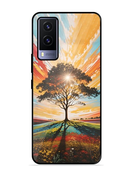 Abstract Tree Colorful Art Glossy Metal Phone Cover for Vivo V21E (5G) Zapvi