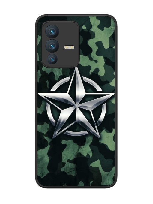 Indian Army Star Design Glossy Metal Phone Cover for Vivo V23 (5G)