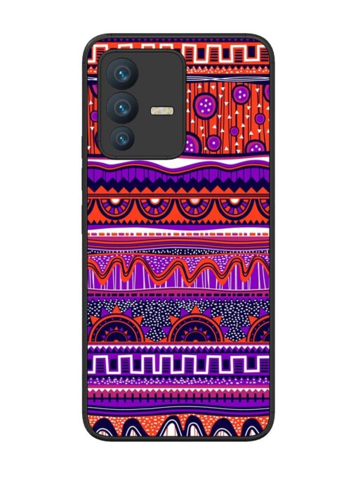 Ethnic Seamless Pattern Glossy Metal TPU Phone Cover for Vivo V23 (5G)