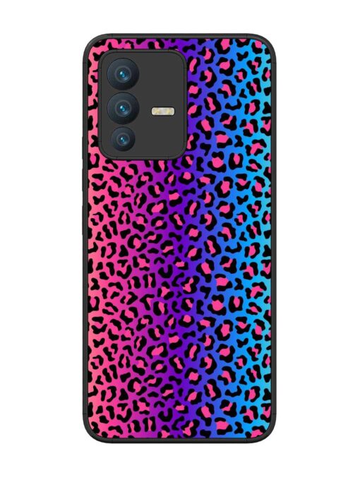 Colorful Leopard Seamless Glossy Metal Phone Cover for Vivo V23 (5G)