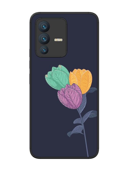 Flower Vector Glossy Metal Phone Cover for Vivo V23 (5G) Zapvi