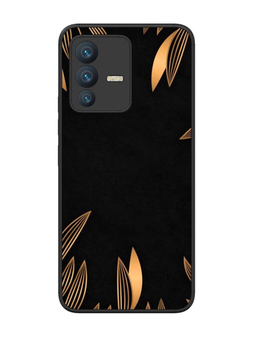 Golden Leaf Pattern Glossy Metal Phone Cover for Vivo V23 (5G)