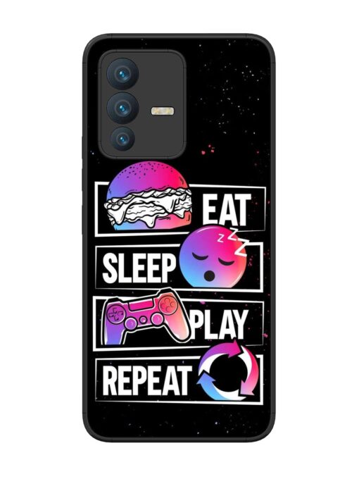 Eat Sleep Play Repeat Glossy Metal Phone Cover for Vivo V23 (5G) Zapvi