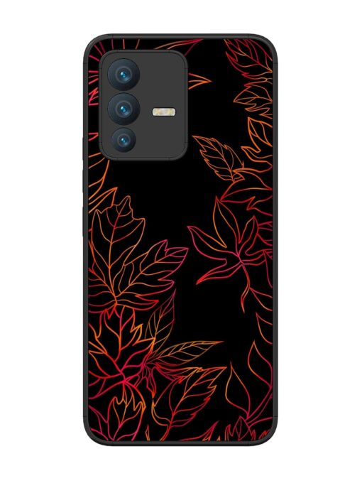 Red Floral Pattern Glossy Metal Phone Cover for Vivo V23 (5G) Zapvi